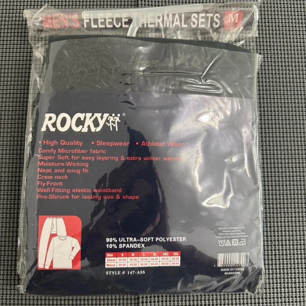 Rocky Mens Fleece Thermal Set Size M Charcoal Grey Base Layer 147-ASS NIP